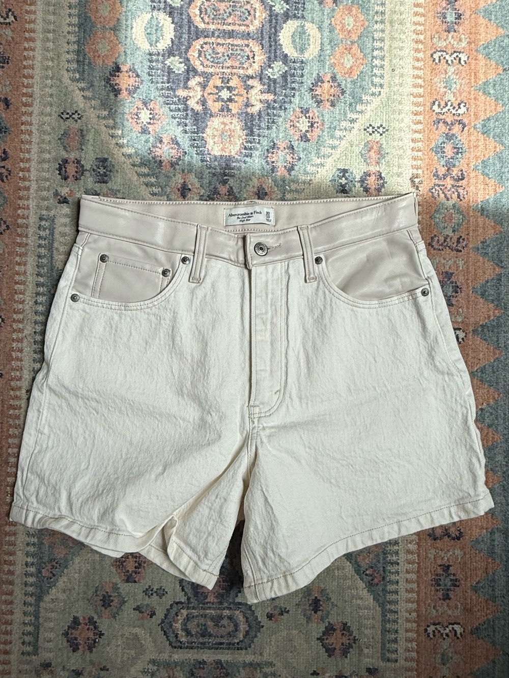 Abercrombie & Fitch Cream Off-White Denim Shorts